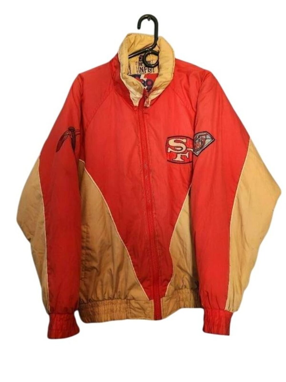 Vintage 90s Pro Player San Francisco 49ers Puffer Jacket Heavy Hooded XL Flawed